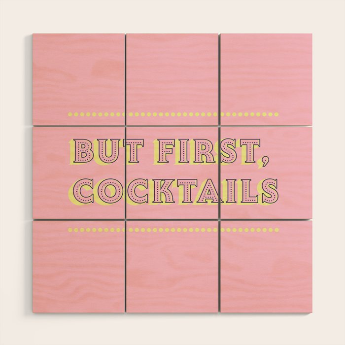Pastel Pink Party Cocktails Wood Wall Art Gallery Image 1