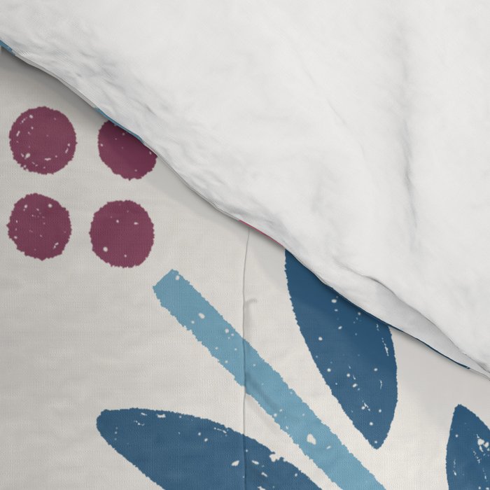 Folk Art Shapes Block Print - Blue and Burgundy Comforter Gallery Image 4