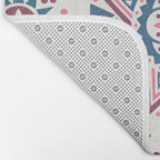 Folk Art Shapes Block Print - Blue and Burgundy Bath Mat Gallery Image 2