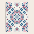 Folk Art Shapes Block Print - Blue and Burgundy Poster Gallery Image 4