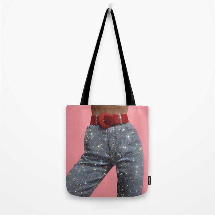 PINK AND JEANS | pop art | collage | glitter | positive |  sparkle | shiny | legs | style | fashion Tote Bag Gallery Image 2