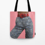 PINK AND JEANS | pop art | collage | glitter | positive |  sparkle | shiny | legs | style | fashion Tote Bag Gallery Image 1