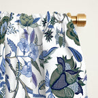 Blue Chinoiserie, Chintz, Indian, vintage floral, 70s,  Window Curtain Gallery Image 2