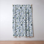 Blue Chinoiserie, Chintz, Indian, vintage floral, 70s,  Window Curtain Gallery Image 3