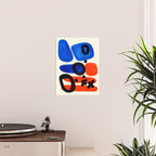 Blue Orange Fun Colorful Mid Century Modern Abstract Painting Shapes Pattern Poster Gallery Image 2