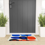 Blue Orange Fun Colorful Mid Century Modern Abstract Painting Shapes Pattern Welcome Mat Gallery Image 3