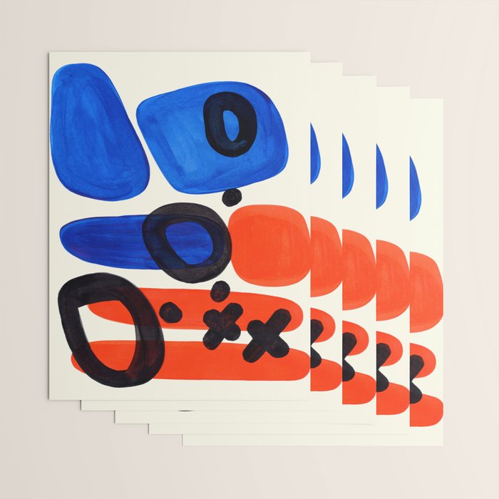 Blue Orange Fun Colorful Mid Century Modern Abstract Painting Shapes Pattern Wrapping Paper Gallery Image 3
