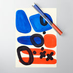 Blue Orange Fun Colorful Mid Century Modern Abstract Painting Shapes Pattern Wrapping Paper Gallery Image 1