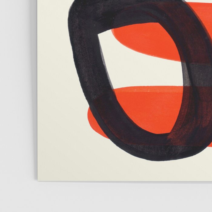 Blue Orange Fun Colorful Mid Century Modern Abstract Painting Shapes Pattern Poster Gallery Image 3