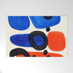 Blue Orange Fun Colorful Mid Century Modern Abstract Painting Shapes Pattern Welcome Mat Gallery Image 1