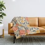 Warm Yellow, Orange & Blue Floral Throw Blanket Gallery Image 1