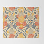 Warm Yellow, Orange & Blue Floral Throw Blanket Gallery Image 2