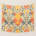 Warm Yellow, Orange & Blue Floral Wall Tapestry Gallery Image 4
