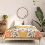 Warm Yellow, Orange & Blue Floral Comforter Gallery Image 3