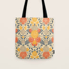 Warm Yellow, Orange & Blue Floral Tote Bag Gallery Image 1