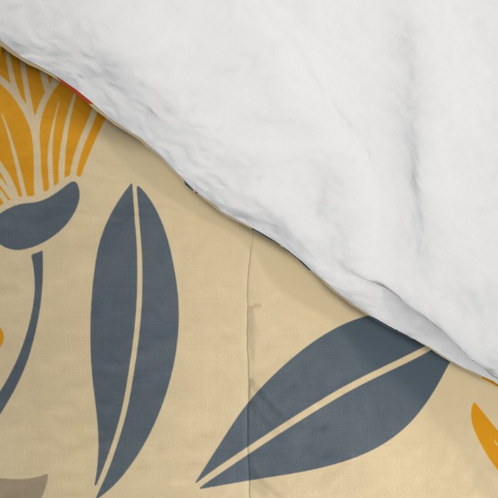 Warm Yellow, Orange & Blue Floral Comforter Gallery Image 4