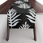 Modern Tropical Lau'ae -Monarch Fern Pattern on Black Table Runner Gallery Image 1