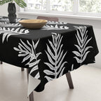 Modern Tropical Lau'ae -Monarch Fern Pattern on Black Tablecloth Gallery Image 3
