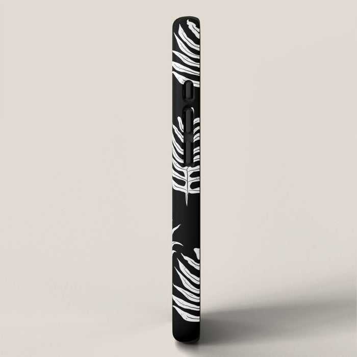 Modern Tropical Lau'ae -Monarch Fern Pattern on Black iPhone Case Gallery Image 2