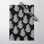 Modern Tropical Lau'ae -Monarch Fern Pattern on Black Wrapping Paper Gallery Image 1
