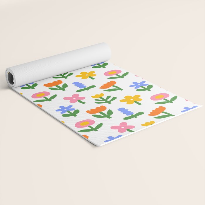 Colorful spring flower art pattern Yoga Mat Gallery Image 2