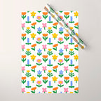 Colorful spring flower art pattern Wrapping Paper Gallery Image 1