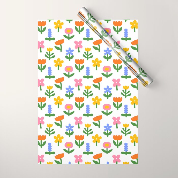 Colorful spring flower art pattern Wrapping Paper Gallery Image 1