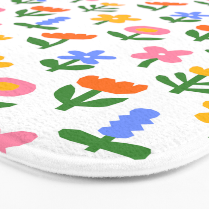 Colorful spring flower art pattern Bath Mat Gallery Image 3