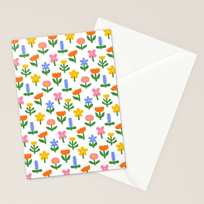 Colorful spring flower art pattern Stationery Card Gallery Image 2