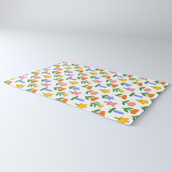 Colorful spring flower art pattern Rug Gallery Image 3