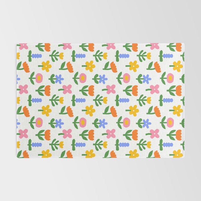 Colorful spring flower art pattern Rug Gallery Image 2