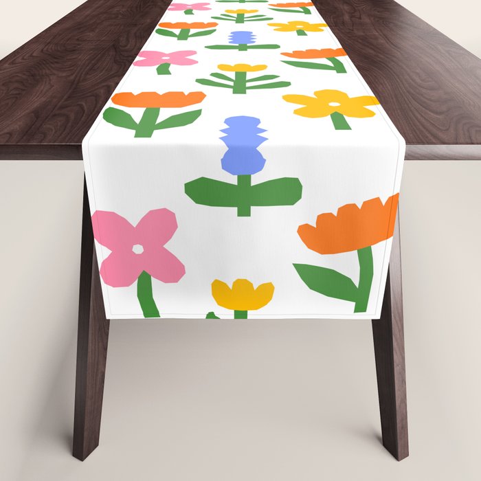 Colorful spring flower art pattern Table Runner Gallery Image 1