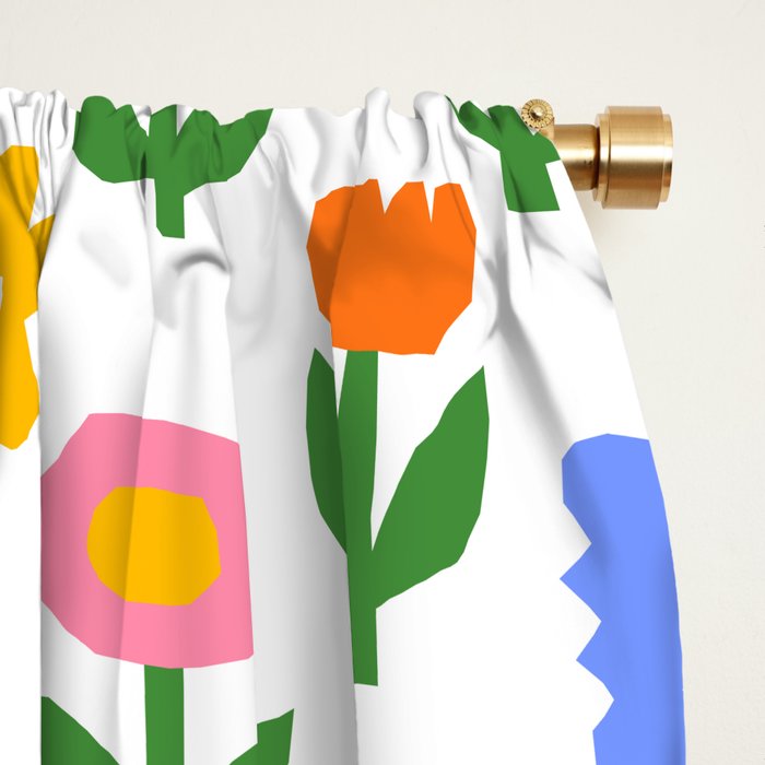 Colorful spring flower art pattern Window Curtain Gallery Image 2