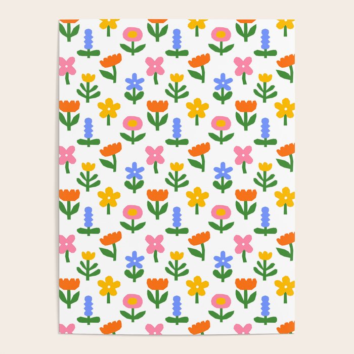 Colorful spring flower art pattern Poster Gallery Image 4