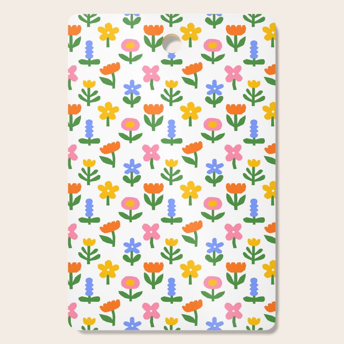 Colorful spring flower art pattern Cutting Board Gallery Image 1