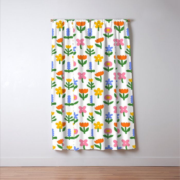 Colorful spring flower art pattern Window Curtain Gallery Image 3