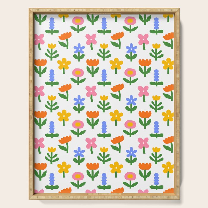 Colorful spring flower art pattern Serving Tray Gallery Image 1