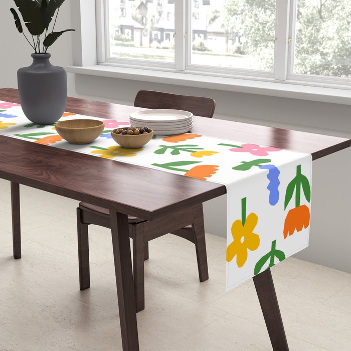Colorful spring flower art pattern Table Runner Gallery Image 2