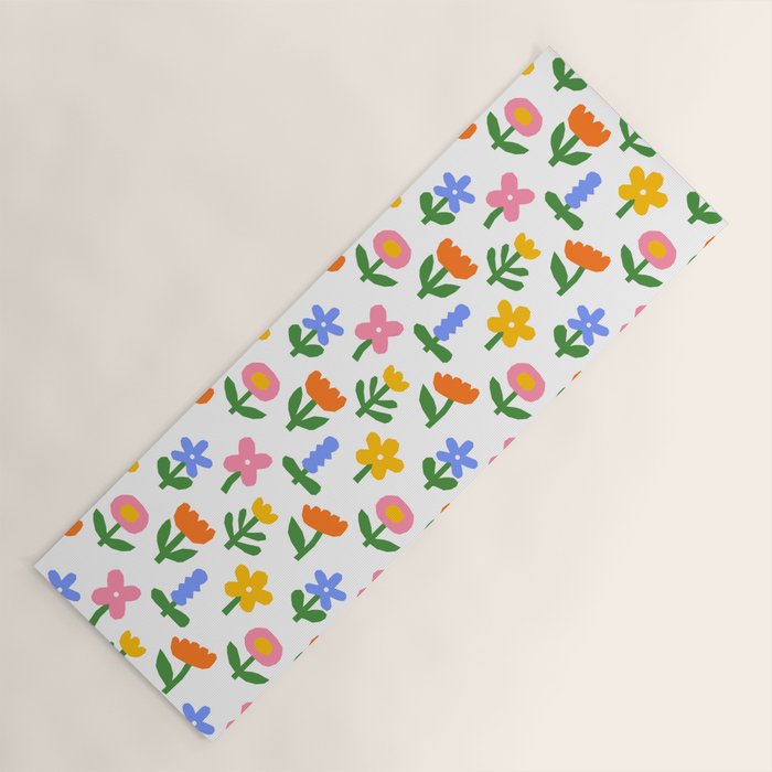 Colorful spring flower art pattern Yoga Mat Gallery Image 1