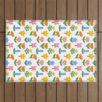 Colorful spring flower art pattern Outdoor Rug Gallery Image 1