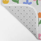 Colorful spring flower art pattern Bath Mat Gallery Image 2