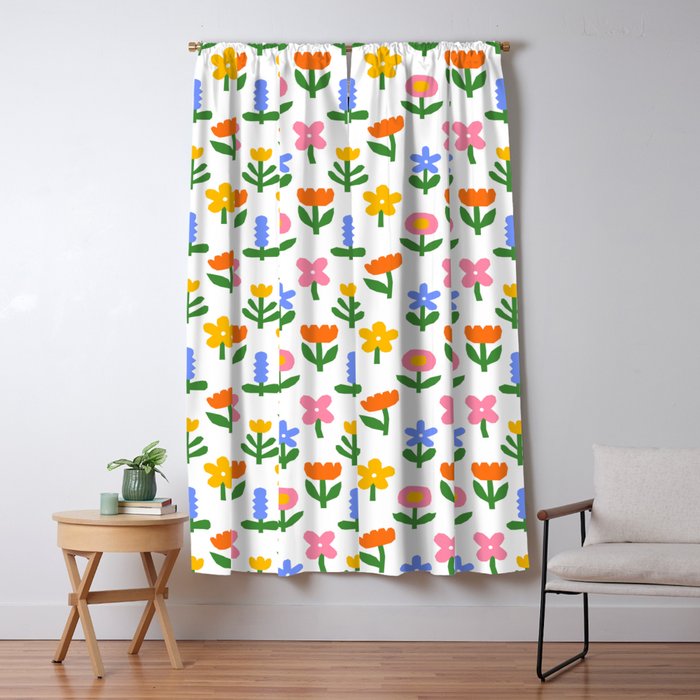 Colorful spring flower art pattern Window Curtain Gallery Image 1