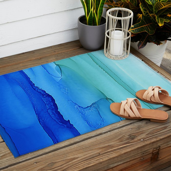 Alcohol Ink Seascape Outdoor Rug Gallery Image 2