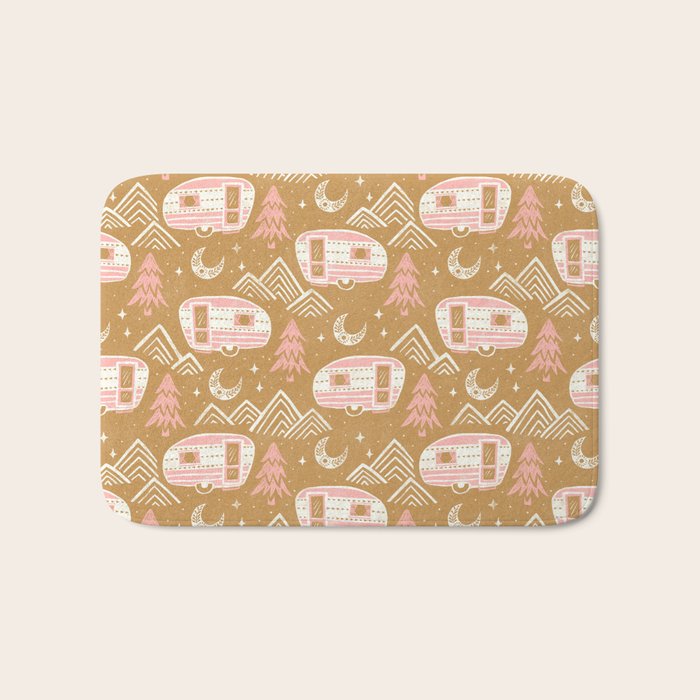 Little Camper - pink and gold Bath Mat Gallery Image 1