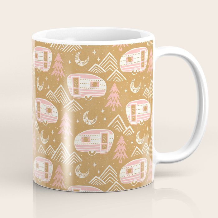 Little Camper - pink and gold Coffee Mug Gallery Image 1
