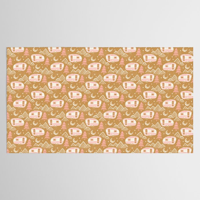 Little Camper - pink and gold Tablecloth Gallery Image 2