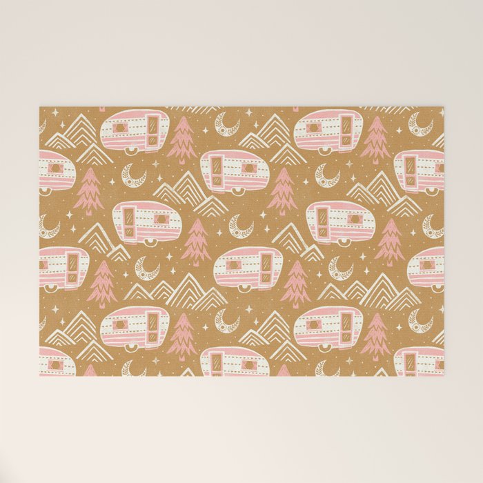 Little Camper - pink and gold Welcome Mat Gallery Image 1