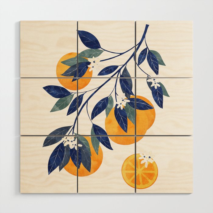 Mediterranean orange branch Wood Wall Art Gallery Image 1