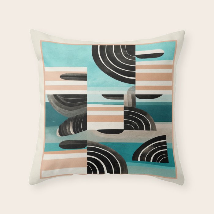 Retro Geometric Shapes 3 Throw Pillow Gallery Image 6