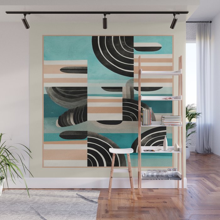 Retro Geometric Shapes 3 Wall Mural Gallery Image 1